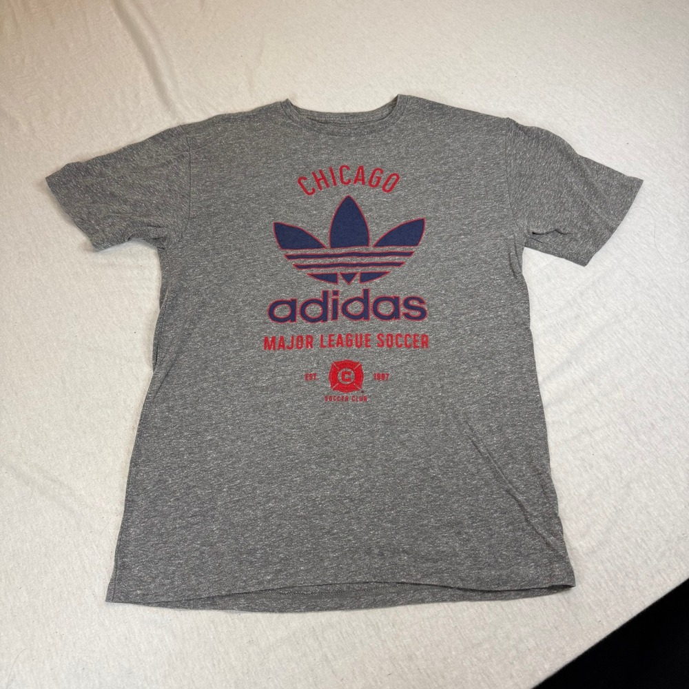 Adidas Chicago Major League Soccer‎ MLS T Shirt Mens Medium Grey Soccer Club Tee